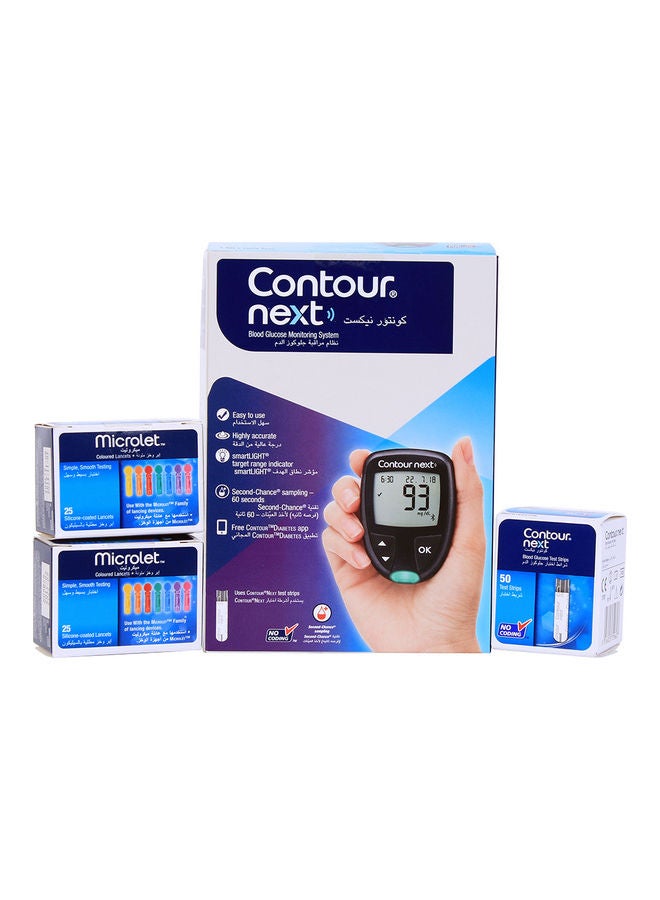 Ascensia Contour Next Connected New Starter KIt ( 1 METER + 1 STRIP 50's + 2 LANCET 25'S )