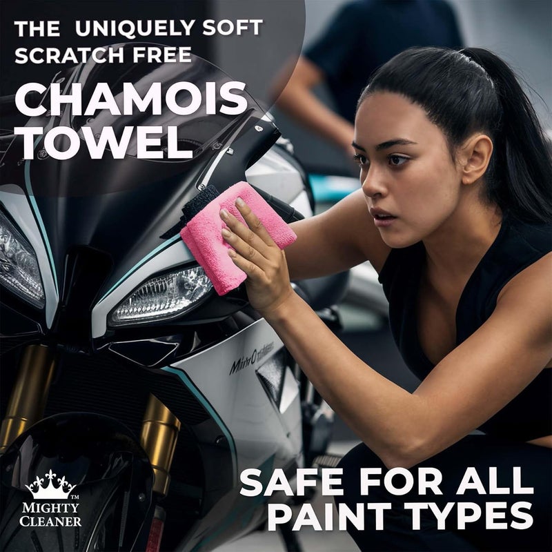 Mighty Cleaner Premium 2pk +1 Free Shammy Cloth for Car Drying - 26"x17" - Super Absorbent Chamois Towel - Scratch-Free, Reusable & Soft Wash Cloth - Car Drying Towels - Image 3