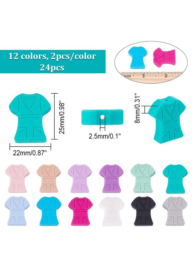 CHGCRAFT 24Pcs 12 Colors Silicone Focal Bead Pendant Multicolor Pen Silicone Beads Female Nurse Clothes Silicone Beads Spacer Beads For Silicone Beaded Pens Card Holder Making 25X22X8Mm  - Image 2