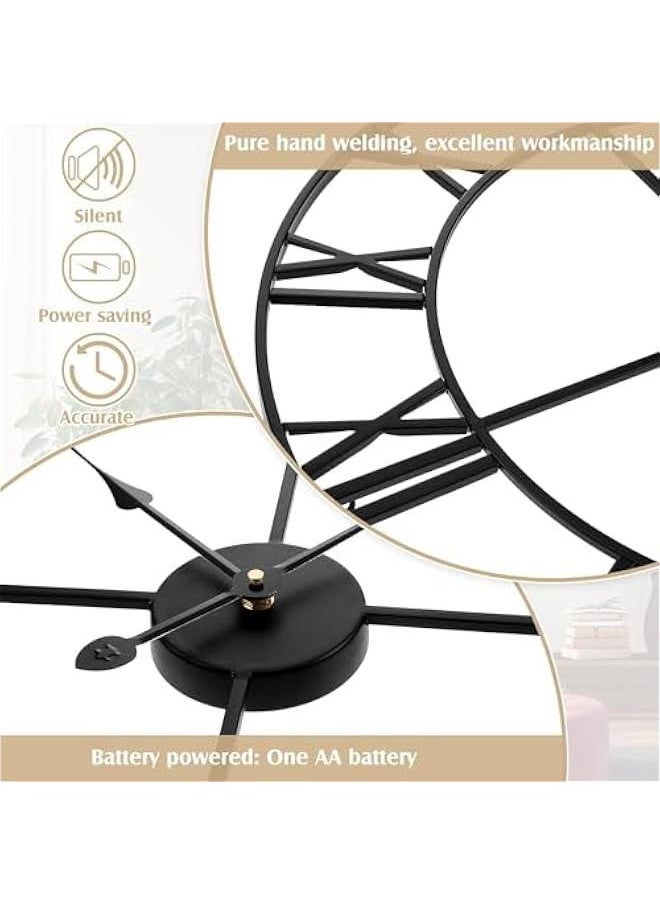 HOOKOR Durku Large Wall Clock Metal Retro Roman Numeral Clock, 16 inch Modern Round Wall Clocks Almost Silent, Easy to Read for Living Room/Home/Kitchen/Bedroom/Office/School Decor  - Image 3
