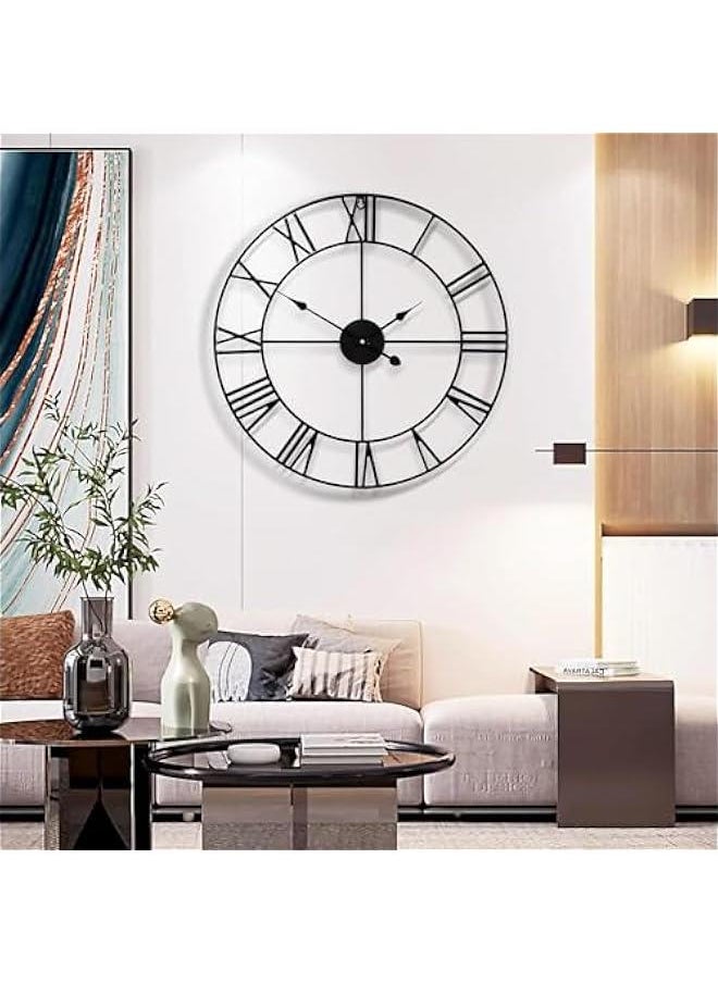 HOOKOR Durku Large Wall Clock Metal Retro Roman Numeral Clock, 16 inch Modern Round Wall Clocks Almost Silent, Easy to Read for Living Room/Home/Kitchen/Bedroom/Office/School Decor  - Image 4