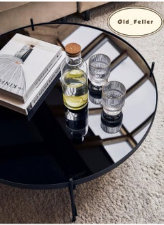 Old_Feller Round Coffee Table For Living Room,Tempered Glass Double Layer Table Nordic Style, Living Room Decoration, Placing Items  - Image 4