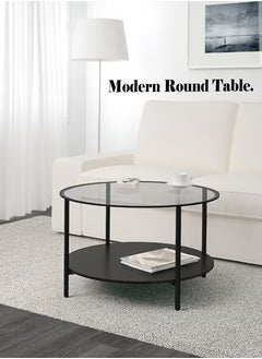 Old_Feller Round Coffee Table For Living Room,Tempered Glass Double Layer Table Nordic Style, Living Room Decoration, Placing Items  - Image 2