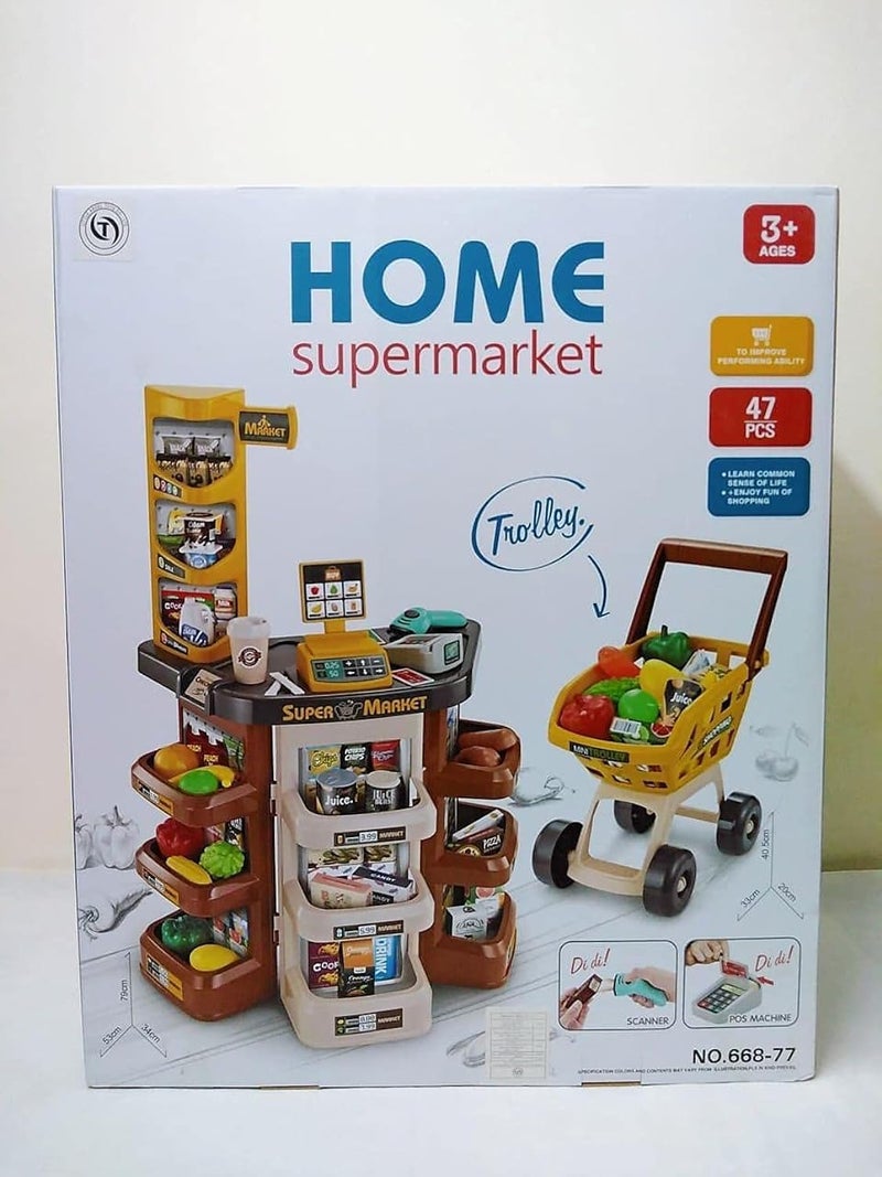 Supermarket toy 47 pcs with trolley for kids