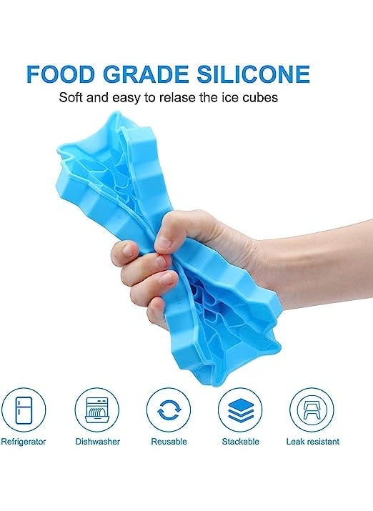 PH BROTHER Honeycomb Design Ice Cube Tray Flexible 37 Cavity Ice Cube Tray Moulds Stackable Flexible Twist Moulds for Freezer Chilled Drinks Honeycomb Ice Tray Pack of 2
