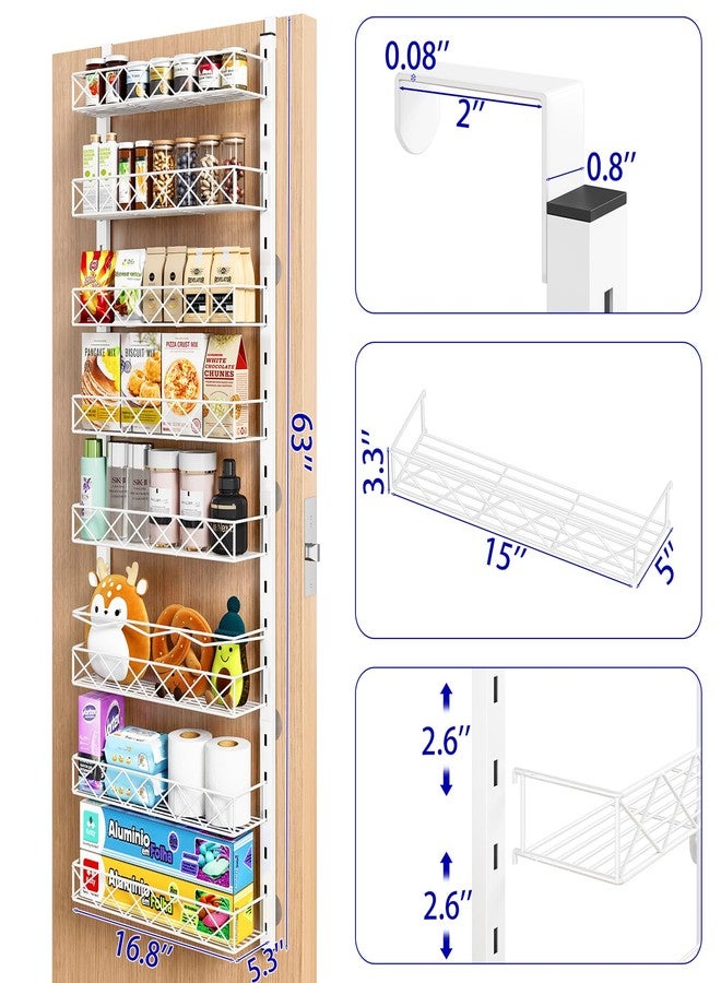MIAOLI Over the Door Organizer, White 8-Tier Pantry Door Organizer with Adjustable Basket, Hanging Spice Rack Cabinet Door Shelves, Laundry Room Organization and Storage - Image 2