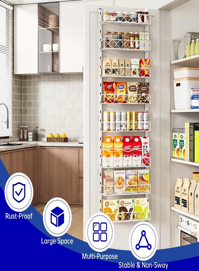 MIAOLI Over the Door Organizer, White 8-Tier Pantry Door Organizer with Adjustable Basket, Hanging Spice Rack Cabinet Door Shelves, Laundry Room Organization and Storage - Image 4