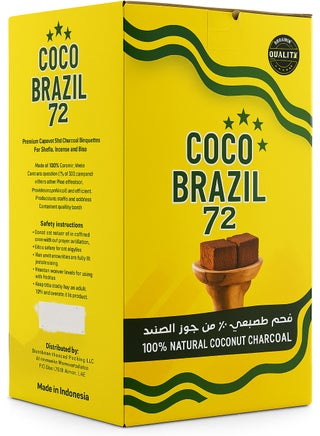 72-Pcs Premium Coconut Shell Large Size Cube Charcoal 1 KG | Charcoal for BBQ and Grilling and Bakhoor