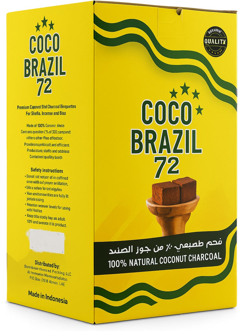 COCO BRAZIL 72-Pcs Premium Coconut Shell Large Size Cube Charcoal 1 KG | Charcoal for BBQ and Grilling and Bakhoor - Image 1