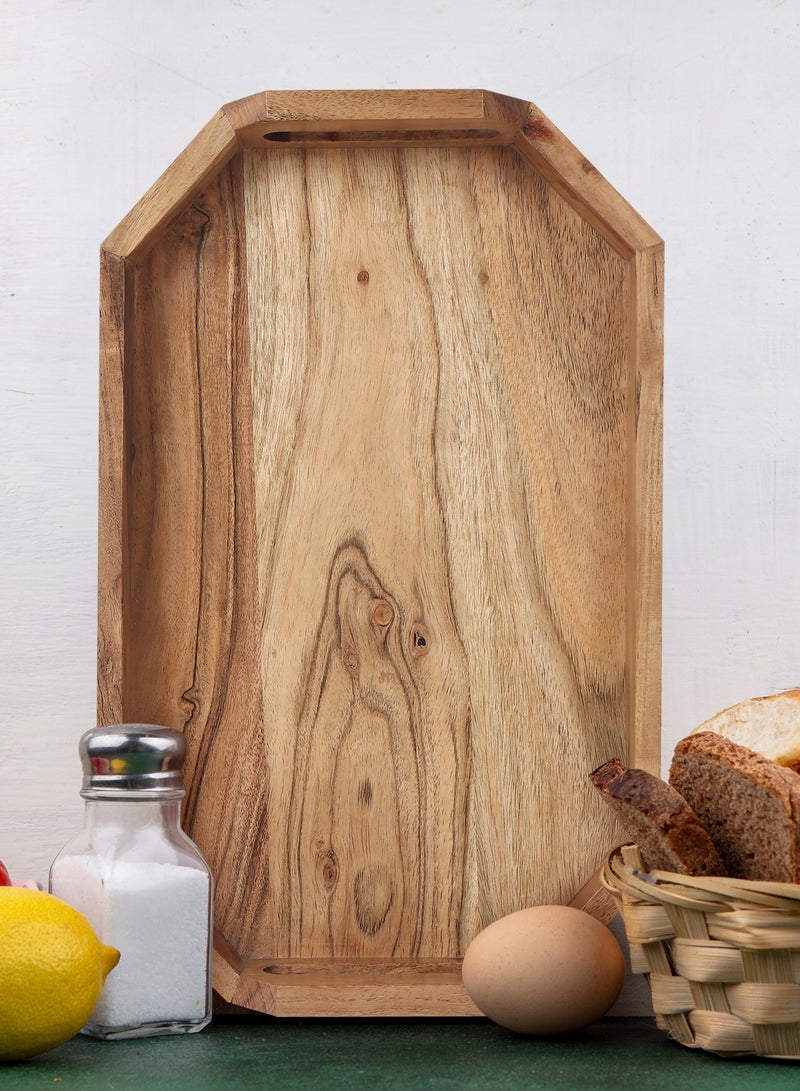 AURIO Premium Handcrafted Acacia Wood Serving Tray – Perfect for Breakfast, Tea, Cheese, or Elegant Home Décor 25.4 x 3.81 x 38.1 cm - Image 1