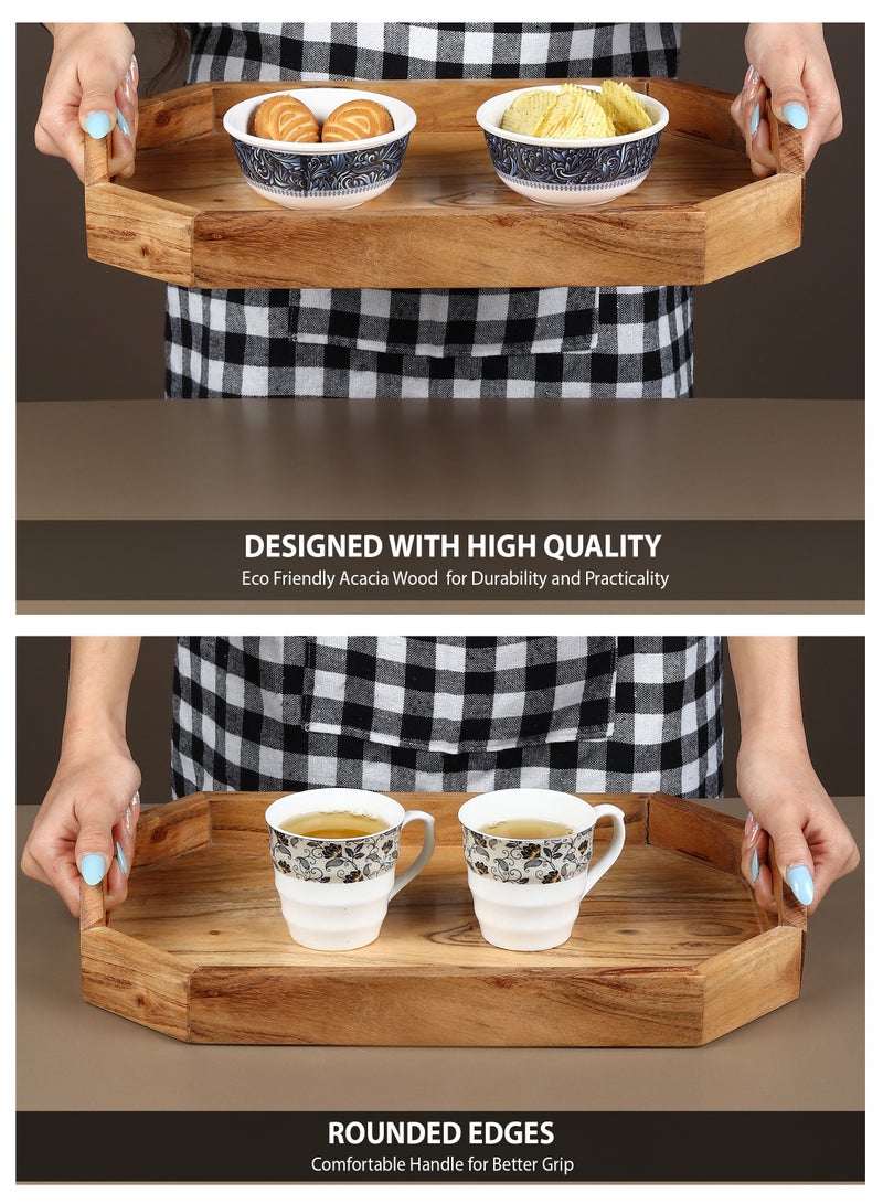 AURIO Premium Handcrafted Acacia Wood Serving Tray – Perfect for Breakfast, Tea, Cheese, or Elegant Home Décor 25.4 x 3.81 x 38.1 cm - Image 4
