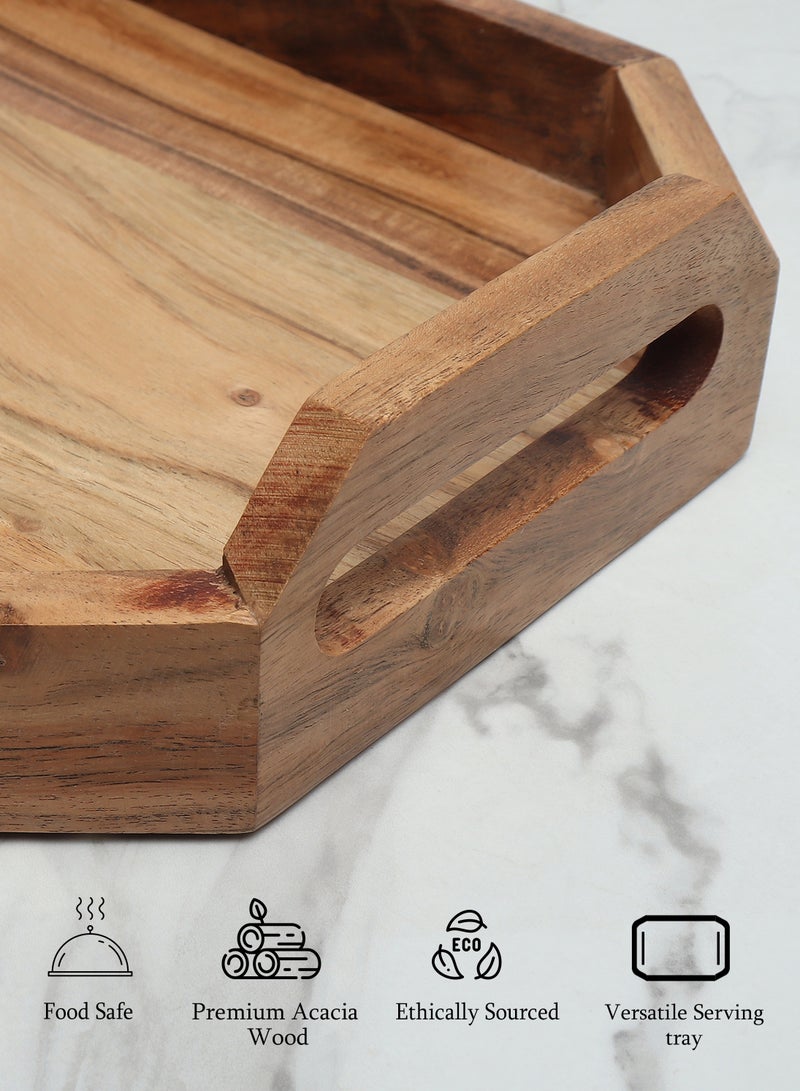 AURIO Premium Handcrafted Acacia Wood Serving Tray – Perfect for Breakfast, Tea, Cheese, or Elegant Home Décor 25.4 x 3.81 x 38.1 cm - Image 5