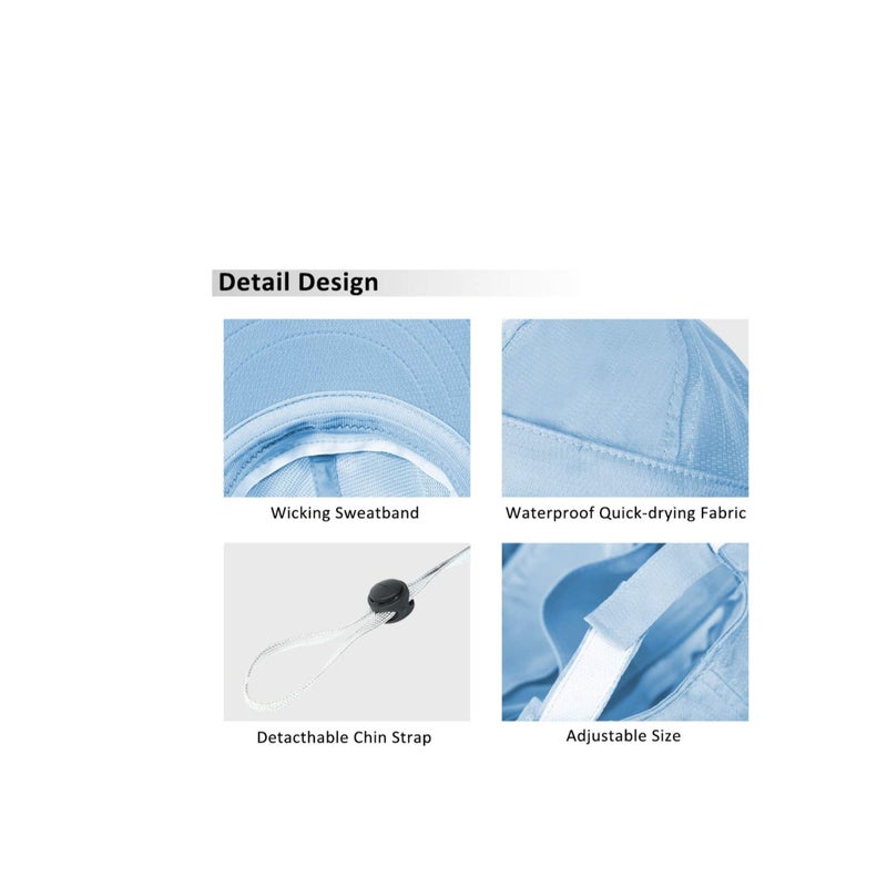 Zikra Wide Brim Sun Hat, Fishing Hat Cap for Men & Women, Outdoor UV Sun Protection Hat, Women Sun Face Mask Visor Hat, Waterproof Breathable Hiking Hat, UPF 50 Protection Bucke (Sky Blue) - Image 5