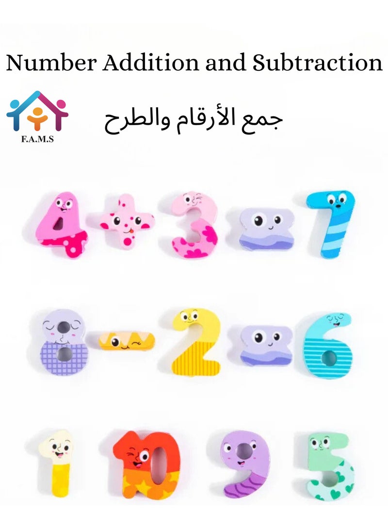 لوحة متعددة الوظائف ألعاب مونتيسوري التعليمية أرقام الصيد ولوحة مطابقة الشكل ديناصور خشبي مشغول - Image 3