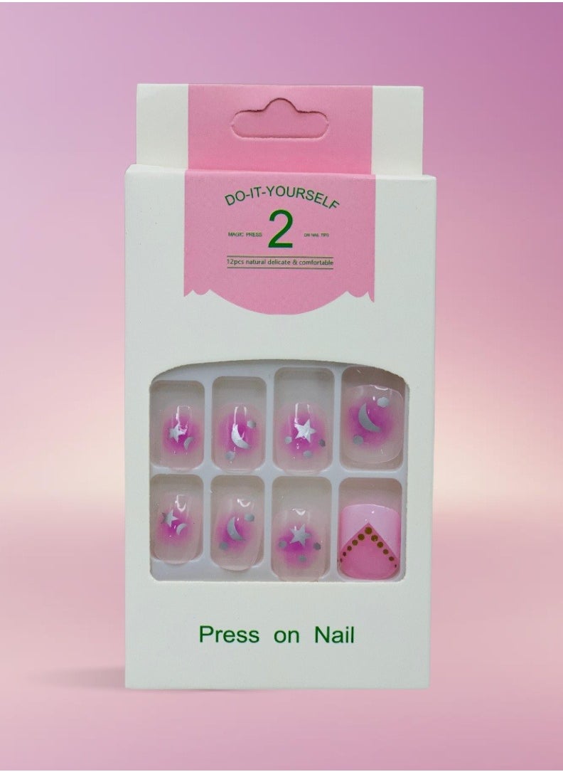 Generic - Elegant Artificial Nails - 12 Pieces with Double-Sided Adhesive for a Perfect Look - Image 1