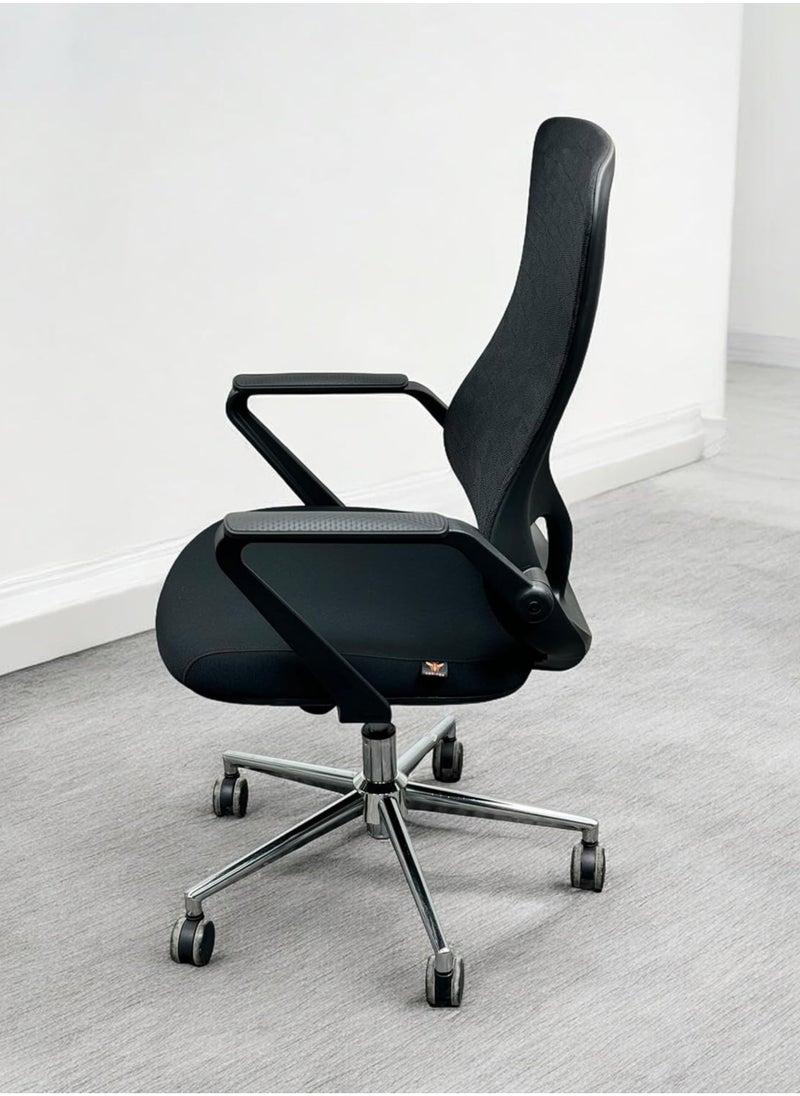 KARNAK Kaarnak Ergonomic Executive Office Chair, Office Chair Computer Chairs Home Office Chair Wide Seat With Large Headrest Modern Desk Chair Lumbar Support Mesh Chair -7375 BLACK  - Image 2
