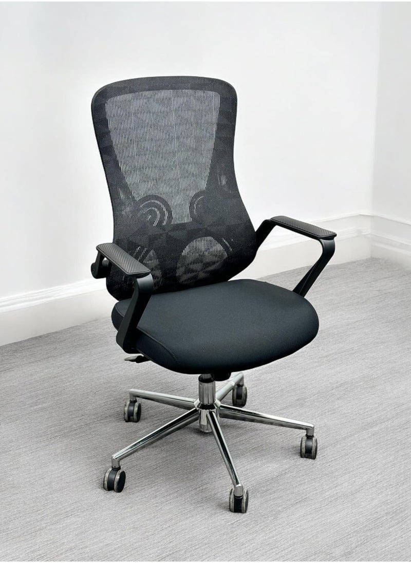 KARNAK Kaarnak Ergonomic Executive Office Chair, Office Chair Computer Chairs Home Office Chair Wide Seat With Large Headrest Modern Desk Chair Lumbar Support Mesh Chair -7375 BLACK  - Image 1