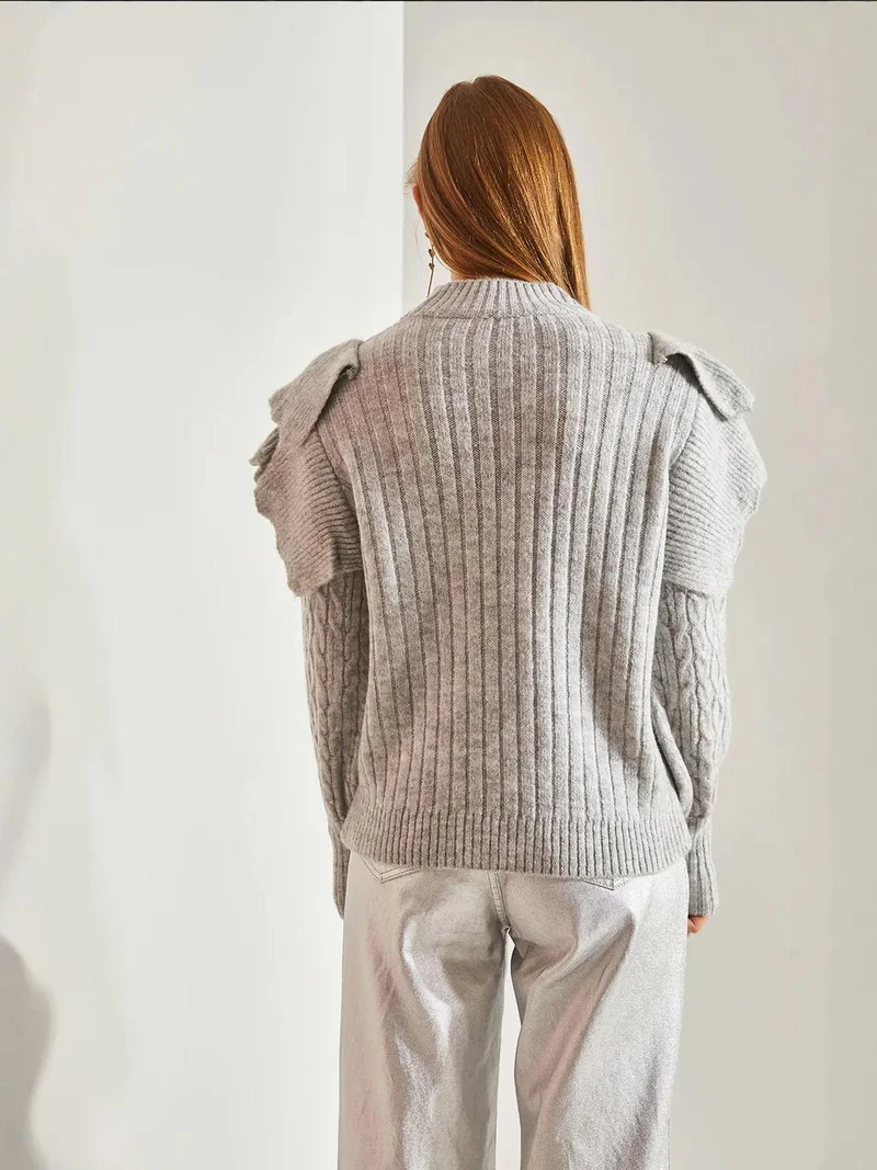 Bianco Lucci LUCCI Textured Knitwear Sweater with Half Turtleneck