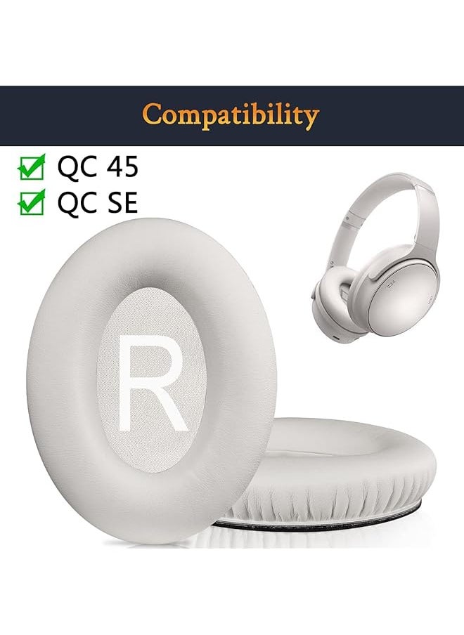 erorex 3 In 1 Ear Pads Replacement For Bose Quiet Comfort 45 Qc 45 Protein Leather Memory Foam Headphone Earpads Ear Cushion Pad For Bose Qc 45 Ear Headsets White  - Image 2
