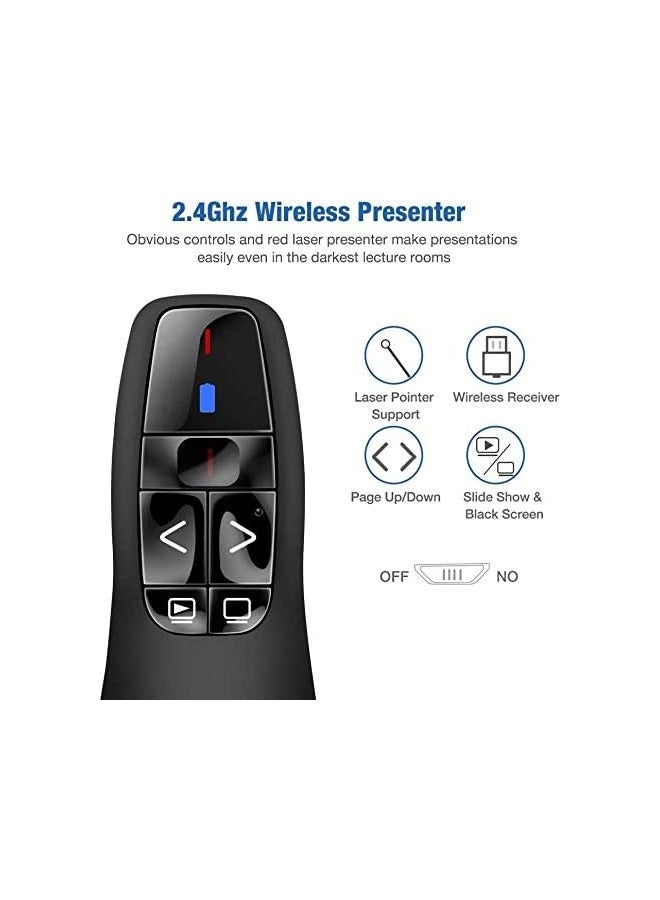 Wireless Presenter Remote Controller, R400 2.4GHz Wireless USB Presenter PowerPoint Red Laser Pen Pointer PPT Clicker for Presentation - Image 2