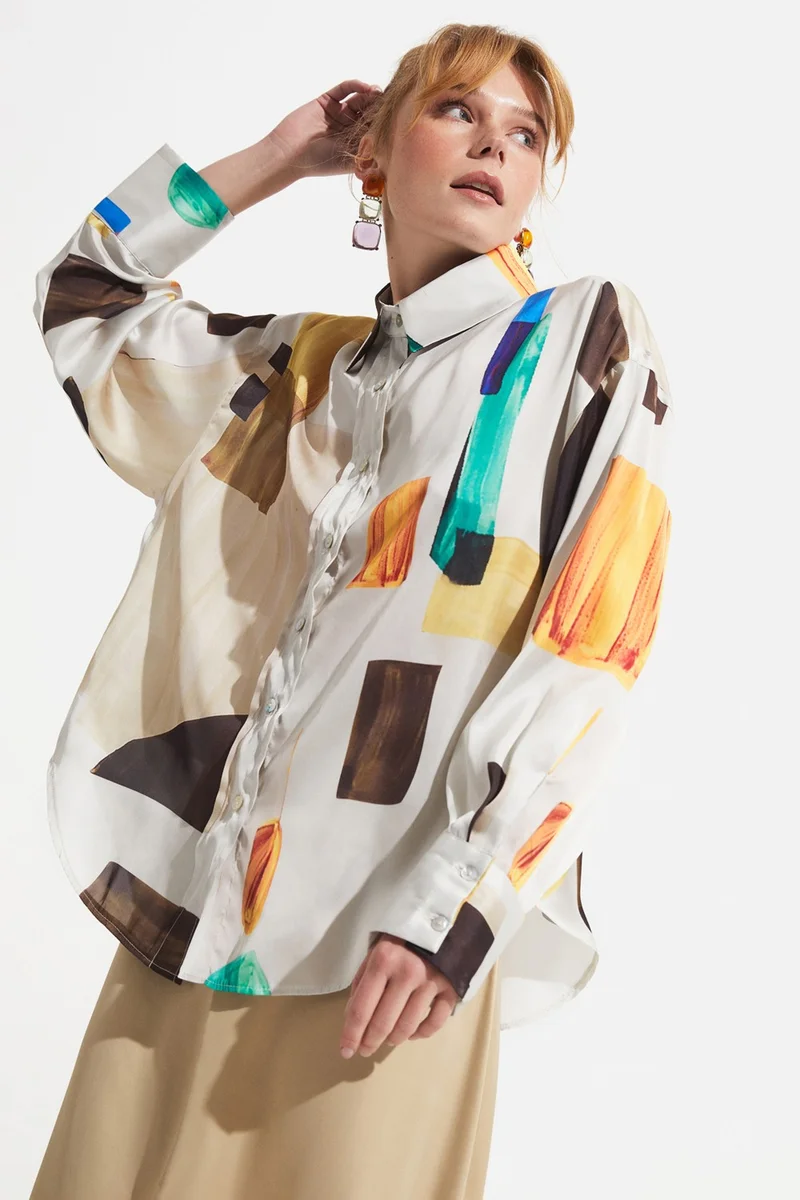 جون Geometric Patterned Shirt