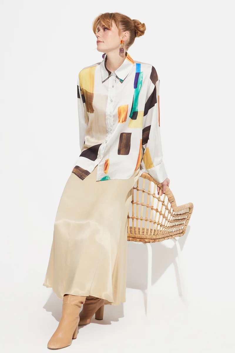 جون Geometric Patterned Shirt