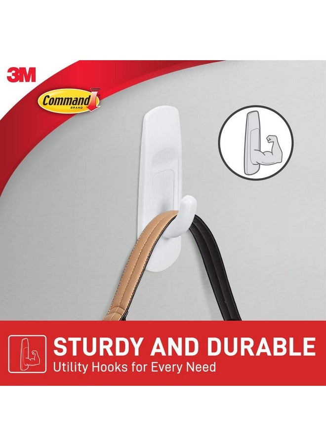 Command Plastic Medium Utility Wall Hooks, Up To 1.3Kg, Heavy Duty, Holds Strongly, Reusable, Adhesive Hooks For Wall, Multi-Surface Damage Free Hooks For Hanging (White, 2Hooks, 4 Stripss)  - Image 5