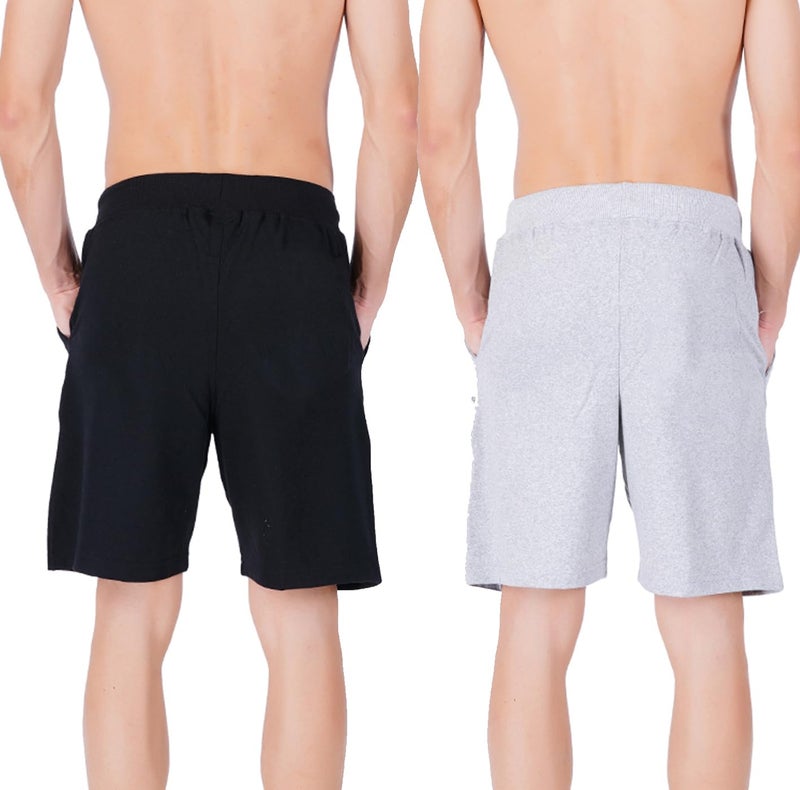 hotfits Men's Casual Black & Grey Cotton Regular Shorts, Workout Shorts, Elastic Waist Running Shorts with Pockets Flame Printed Pack of 2 - L - Image 4