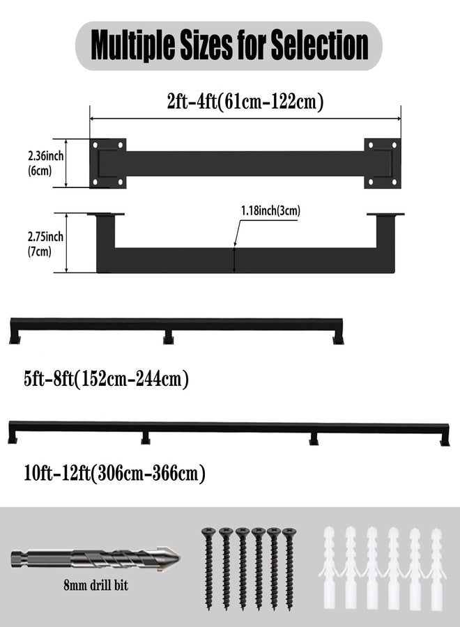 Sipai Staircase Handrail for Indoor Stairs, 2ft Modern Hand Railings Grab Bar Kit with Matte Black Finished, Non-Slip Wall Mount Decking Railings for Bars Lofts Kindergarten Guardrail Corridor(2ft) - Image 2