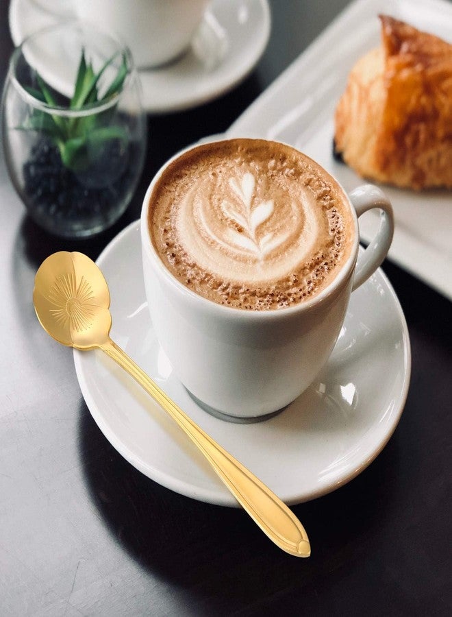 VISMII Golden Spoons, Coffee Spoon, Flower Teaspoons, Desserts Spoons, Stainless Steel Reusable Tea Scoops, Spoon Set for Kitchen, Dessert House, Cafe (Pack of 4) - Image 2