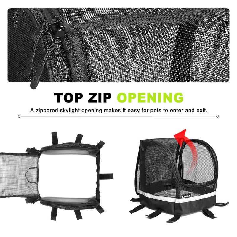 ANZOME Dog Bike Basket Cover, Breathable Mesh Pet Carrier Cover for Small Pets, Secure Velcro Straps, Reflective Safety Strip, Easy Install for Bicycle Front Basket 12.9â€LÃ—8.6â€W (Basket Not Included) - Image 5