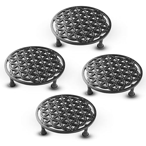 Sharpex Metal Pot Stand Indoor/Outdoor, Rustproof Sturdy Potted Plant Stand ideal for Home Garden Balcony Living Room Decor (Black-Set of 4) - Image 1