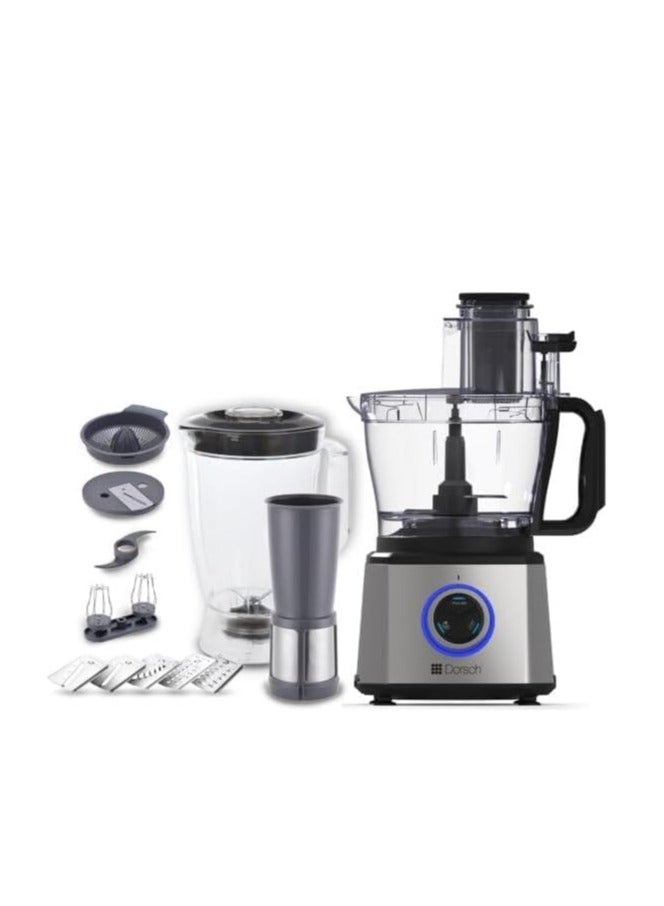 دورش محضر طعام دورش Fp-78-1100 واط، عصارة حمضيات، فلتر اللب، إبريق خلاط 1.8 لتر، شفرات متعددة الاستخدامات، تحكم دقيق، سعة كبيرة، تصميم أنيق  - Image 1