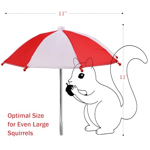 Aliyoham Squirrel Feeder Umbrella, Squirrel Picnic Table Umbrella for Outside, Replacement Mini Umbrella for Squirrel (Red White) - Image 2