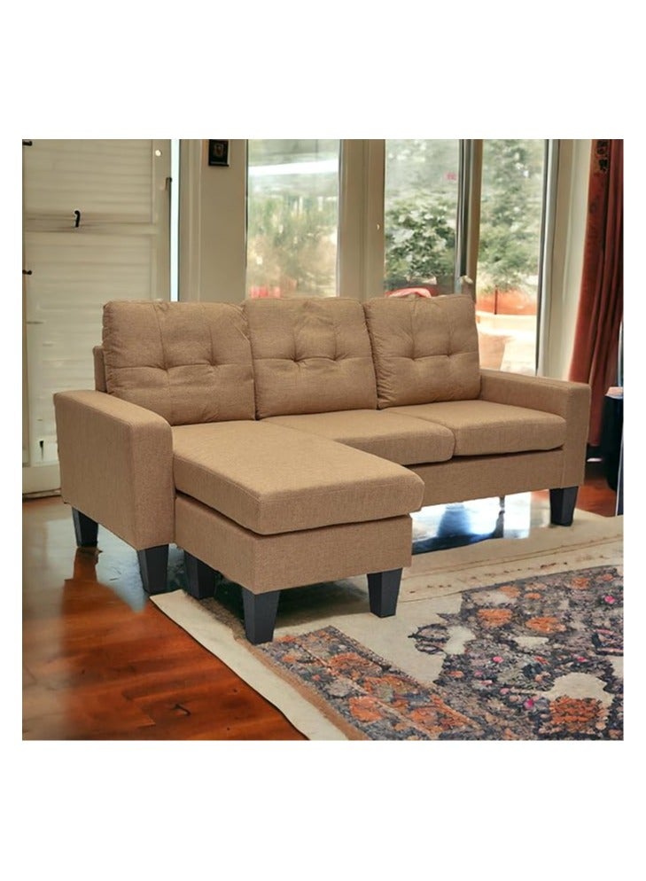 Multi Home Furniture Light Brown Fabric Sofa Cum Bed 3 Seater – Convertible L-Shape Sofa with Ottoman – Modern Living Room Couch for Small Spaces - Image 4