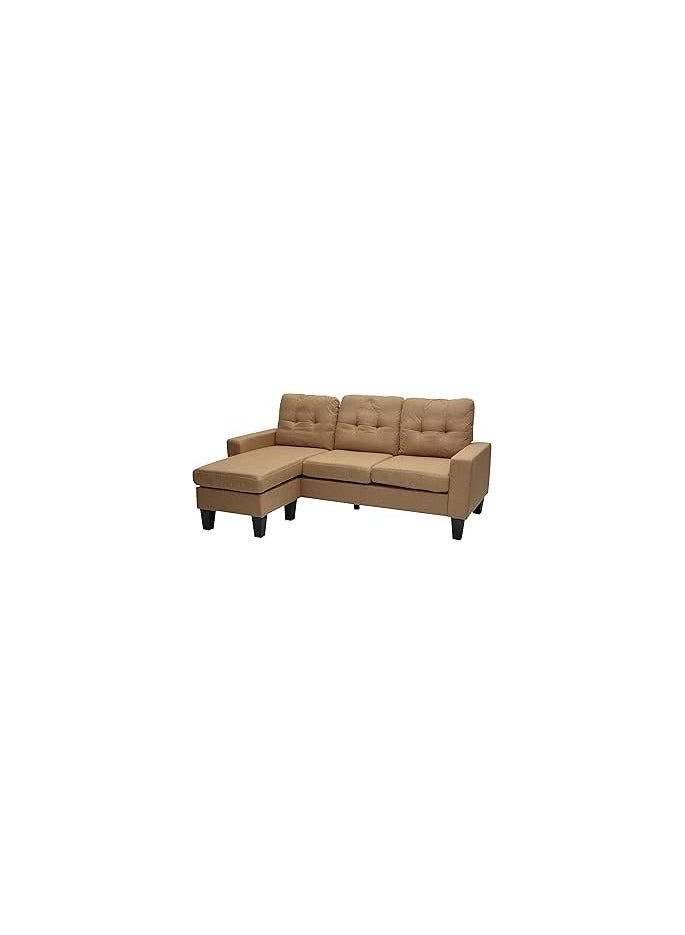 Multi Home Furniture Light Brown Fabric Sofa Cum Bed 3 Seater – Convertible L-Shape Sofa with Ottoman – Modern Living Room Couch for Small Spaces - Image 5