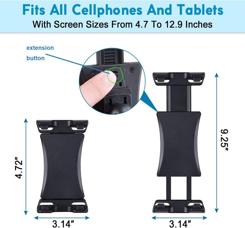 JUBOR Spin Bike Tablet Holder, 360Â° Rotation iPad Mount Holder for Exercise Bike, Indoor Treadmill, Stationary Bicycle, Tablet Stand Clamp for iPad Mini/Air/Pro and All 4.7-12.9" Devices & Smartphones - Image 3