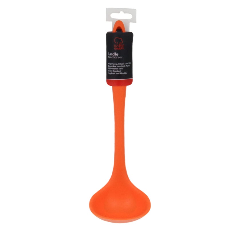 Chef Craft Premium Silicone Cooking Ladle, 11.25 inch, Orange - Image 2
