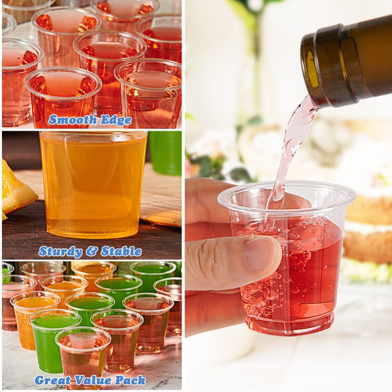 Lilymicky Lilymicky 500 PACK 2 oz Plastic Shot Glasses  2 Ounce Clear Disposable Party Cups for Vodka  Whiskey  Tequila  Mini Plastic Containers for Sauce  and Sample Tasting - Image 4