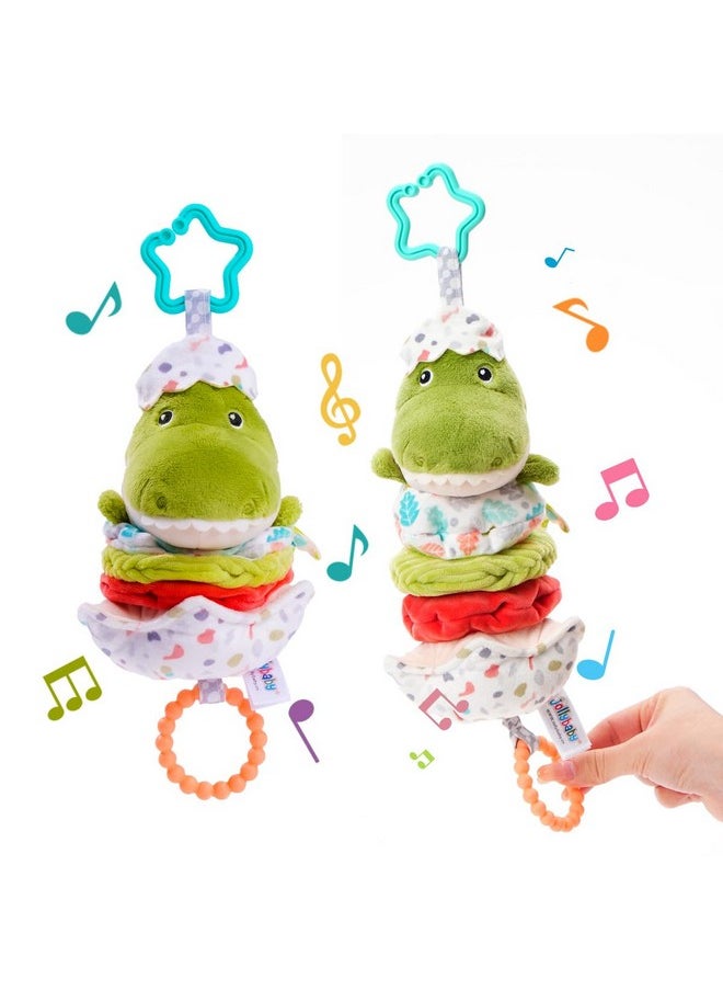 Jollybaby Jollybaby Baby Musical Pull String Hanging Toy for Stroller Car Seat Crib Play Gym, Plush Stuffed Dinasour Toy for Carseat with Music Teether Crinkle Paper, Sensory Toy for 0-6-12-18 Months Baby Gift  - Image 1