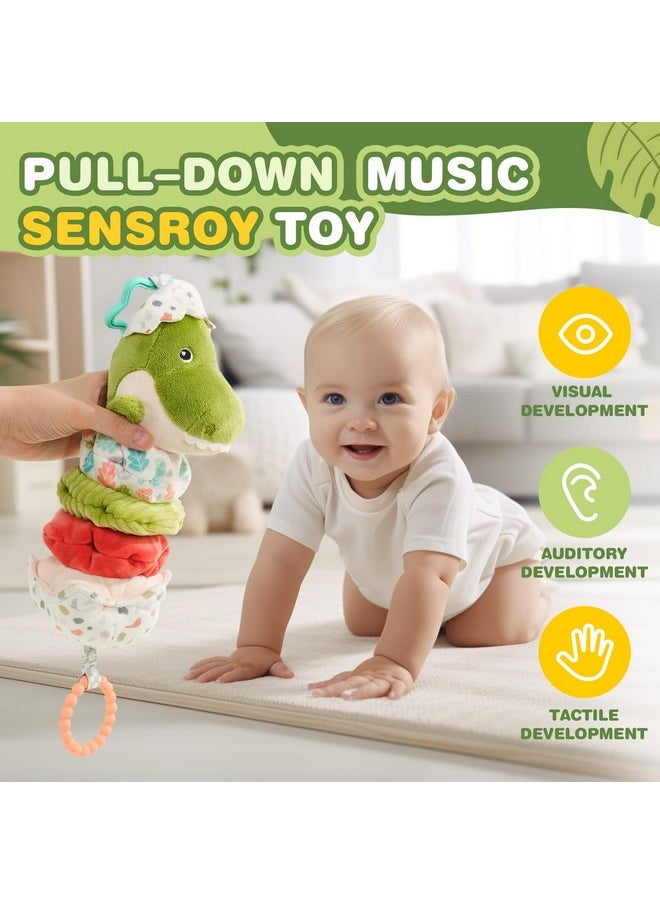 Jollybaby Jollybaby Baby Musical Pull String Hanging Toy for Stroller Car Seat Crib Play Gym, Plush Stuffed Dinasour Toy for Carseat with Music Teether Crinkle Paper, Sensory Toy for 0-6-12-18 Months Baby Gift  - Image 2