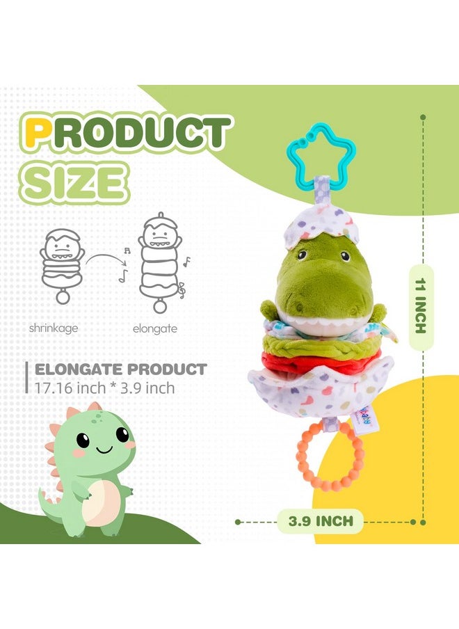 Jollybaby Jollybaby Baby Musical Pull String Hanging Toy for Stroller Car Seat Crib Play Gym, Plush Stuffed Dinasour Toy for Carseat with Music Teether Crinkle Paper, Sensory Toy for 0-6-12-18 Months Baby Gift  - Image 5
