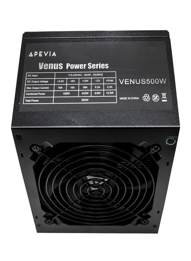 أبيفيا مزود طاقة APEVIA VENUS500W Venus 500W ATX مع مروحة 120 مم يتم التحكم فيها حرارياً تلقائيًا، ومفتاح 115/230 فولت، وجميع وسائل الحماية - Image 4