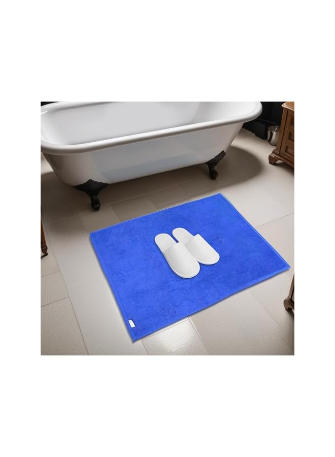 The Bros LUXURY PACK of 4 Bathroom Towel Sets - 100% Cotton 650 GSM Terry Dobby Border Ring Spun - Super Soft,Quick Dry,Highly Absorbent,Bathroom Towel Set with 900GSM Bath Mat,Royal Blue - Image 4