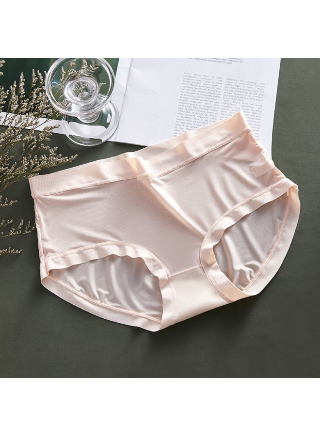 Summer Breathable Thin New Ice Silk Feel Breathable Comfortable Briefs Girls Students Mid-waist Solid Color