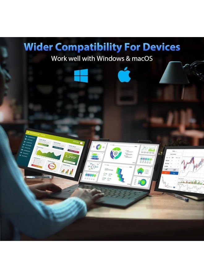 Joshberg Laptop Screen Extender, 14” Full HD Portable Monitor for Laptop with Dual Speakers & Flexible Kickstand, Plug-Play Laptop Monitor Extender Fits 13”-17” Laptops of Wins/Mac/Dex/Android - Image 2