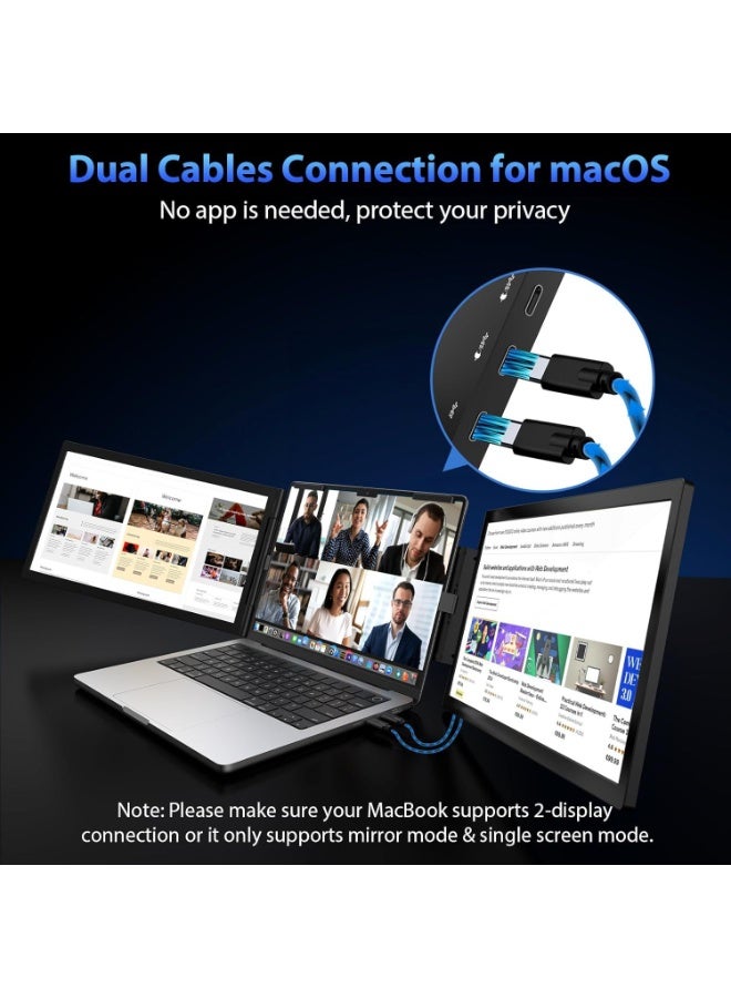 Joshberg Laptop Screen Extender, 14” Full HD Portable Monitor for Laptop with Dual Speakers & Flexible Kickstand, Plug-Play Laptop Monitor Extender Fits 13”-17” Laptops of Wins/Mac/Dex/Android - Image 4