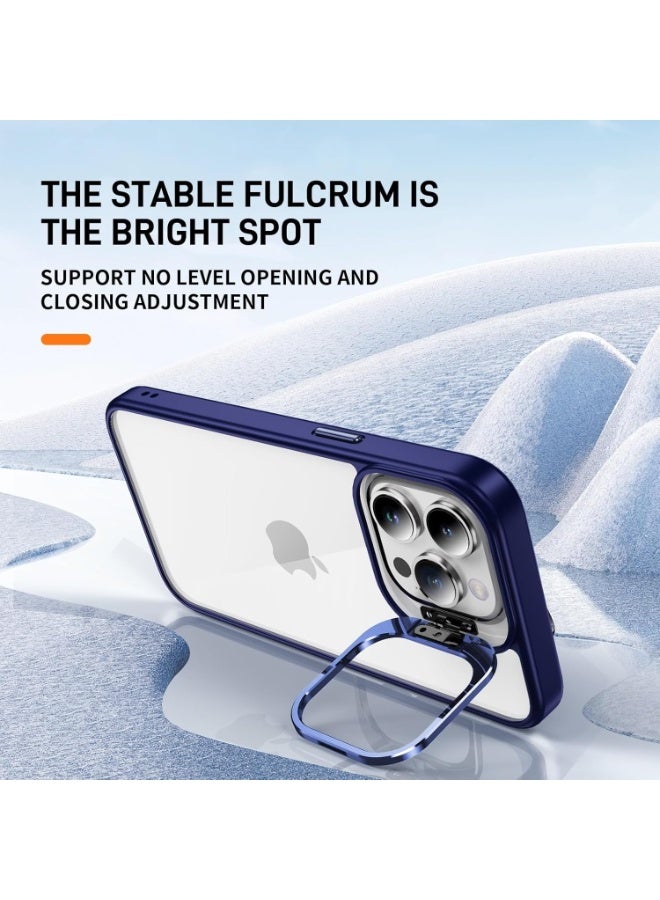 for iPhone 16 Pro Max 6.9-Inch Clear Case with Kickstand, Built-in Camera Ring Stand, with Lens Protector Cover, Shockproof Hard PC Back Soft TPU Frame Slim Case - Sky Blue - Image 2