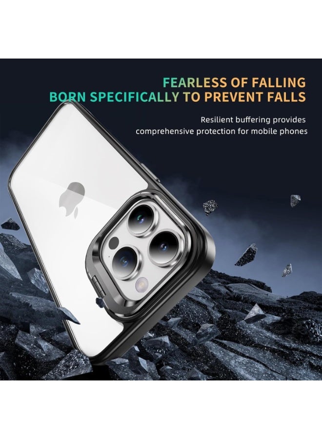 for iPhone 16 Pro Max 6.9-Inch Clear Case with Kickstand, Built-in Camera Ring Stand, with Lens Protector Cover, Shockproof Hard PC Back Soft TPU Frame Slim Case - Sky Blue - Image 4