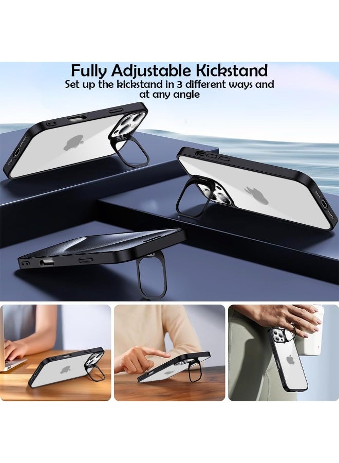 for iPhone 16 Pro Max 6.9-Inch Clear Case with Kickstand, Built-in Camera Ring Stand, with Lens Protector Cover, Shockproof Hard PC Back Soft TPU Frame Slim Case - Sky Blue - Image 5